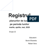 Registrul: Planurilor de Lucru Pe Perioda Lunilor