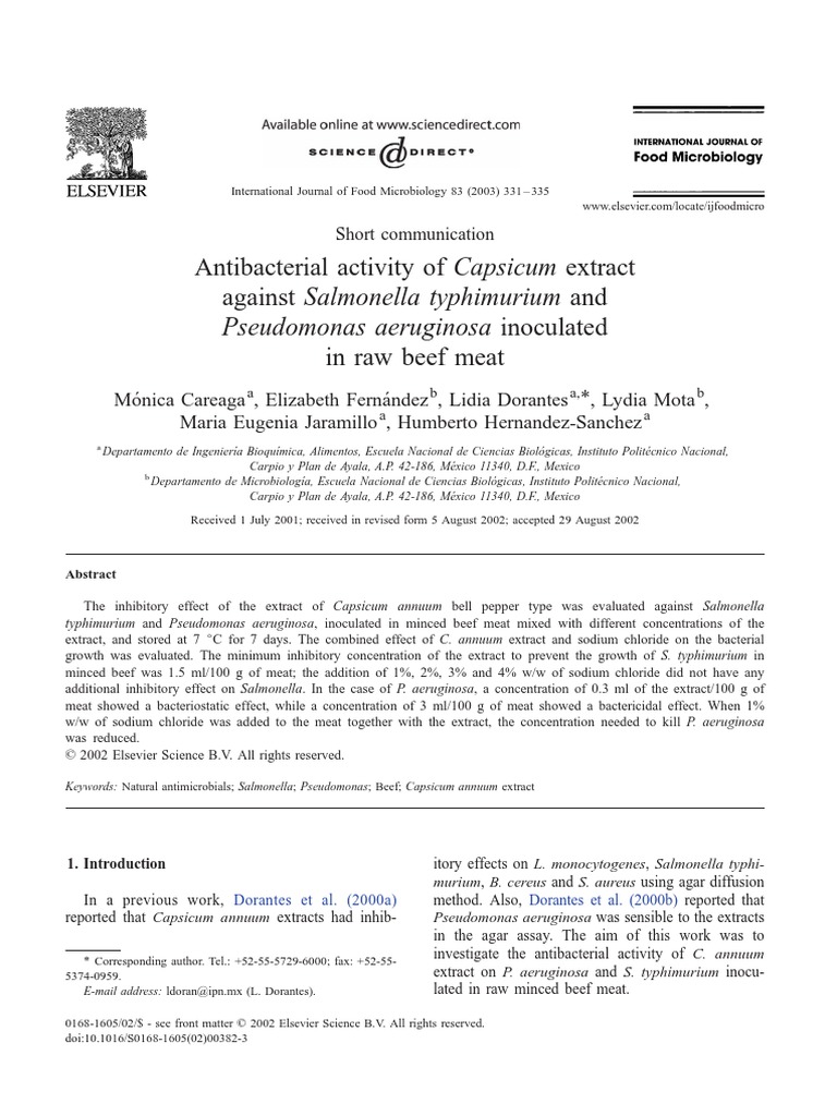 Antibacterial Activity of Capsicum Extract Against Salmonella ...