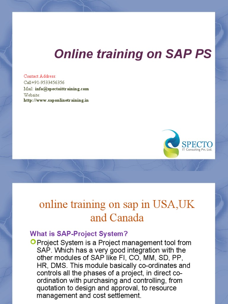 SAP PS Online Training in USA, UK, Canada | PDF | Information ...