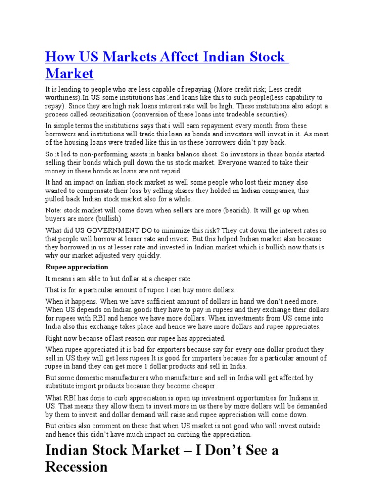 How US Markets Affect Indian Stock Market | PDF | Financial Markets ...