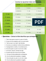 Ejercicios de acentuación de hiatos y tildes diacríticas