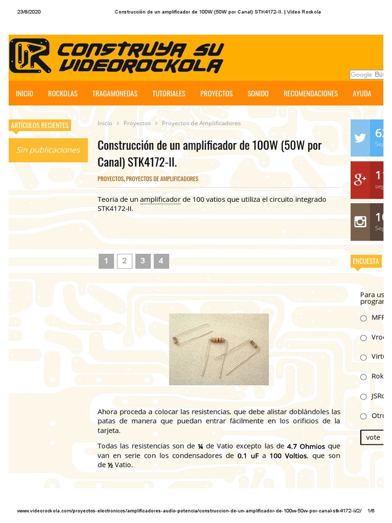 Construcción de Un Amplificador de 100W (50W Por Canal) STK4172II