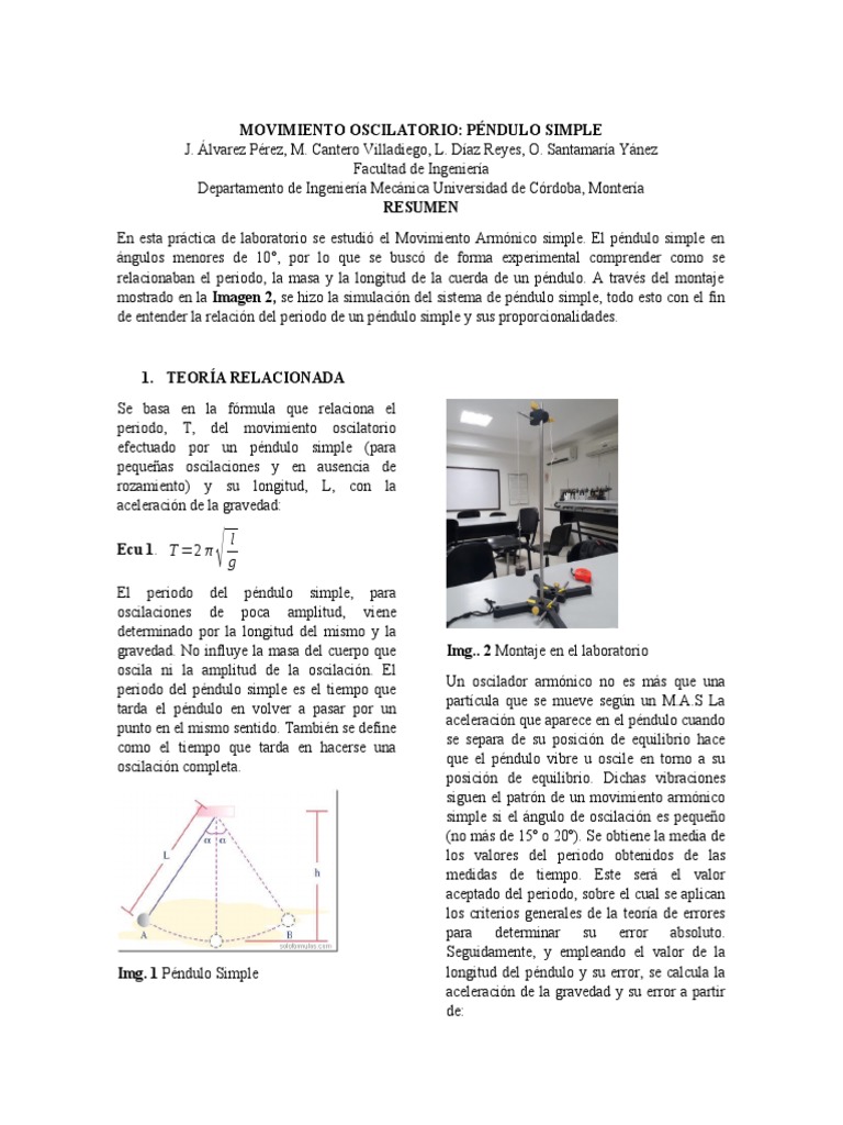 Pendulo Simple | PDF | Péndulo | Oscilación