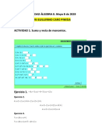 ACTIVIDAD ÁLGEBRA 8 Mayo 11