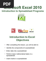 Microsoft Excel 2010: Introduction To Spreadsheet Programs