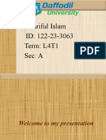 Shariful Islam ID: 122-23-3063 Term: L4T1 Sec: A