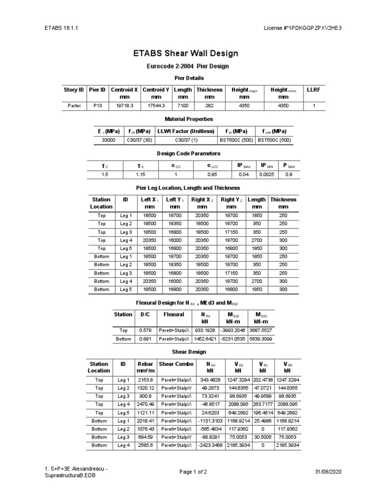 ETABS Shear Wall Design | PDF | Classical Mechanics | Structural ...