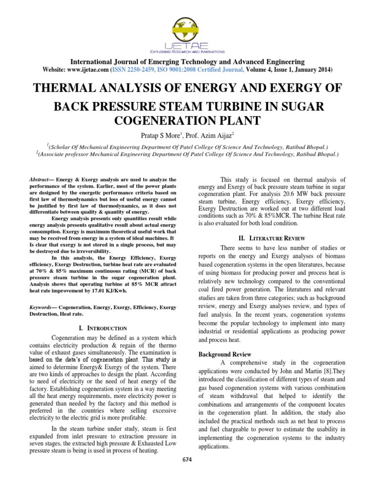 Thermal Analysis of Energy and Exergy of PDF | PDF | Cogeneration | Exergy