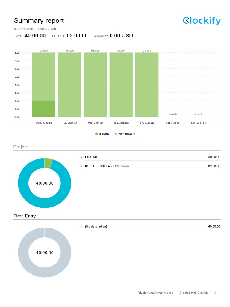 Weekly Time Summary for Vivek Kumar | PDF