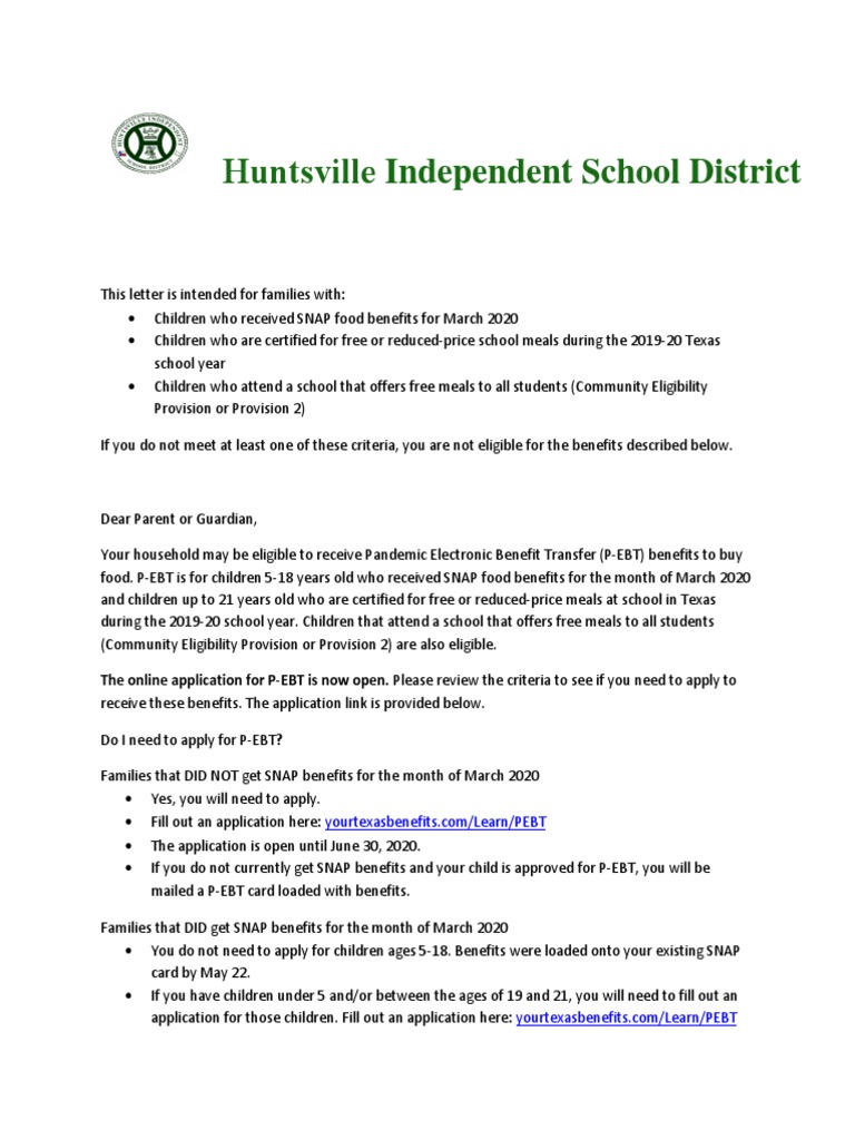 TOPS P-EBT Letter English and Spanish PDF | PDF | Supplemental ...