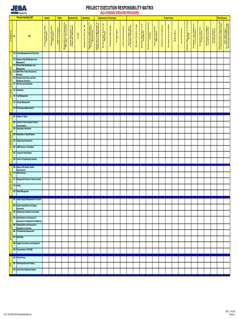 Project Execution Responsibility Matrix | PDF | Project Management | Audit