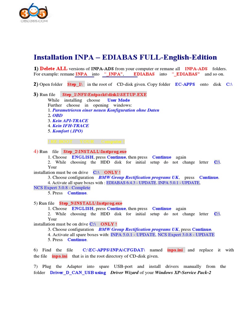 INPA Installation Guide for BMW | PDF | Operating System Families ...