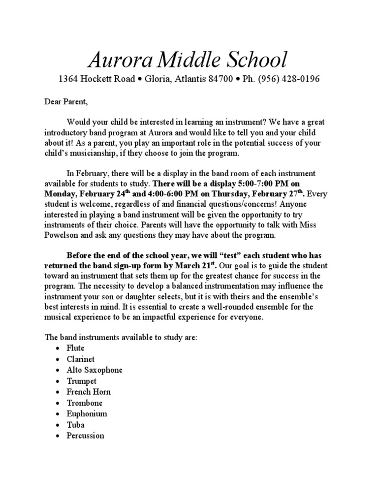 Band Recruitment Letter PDF