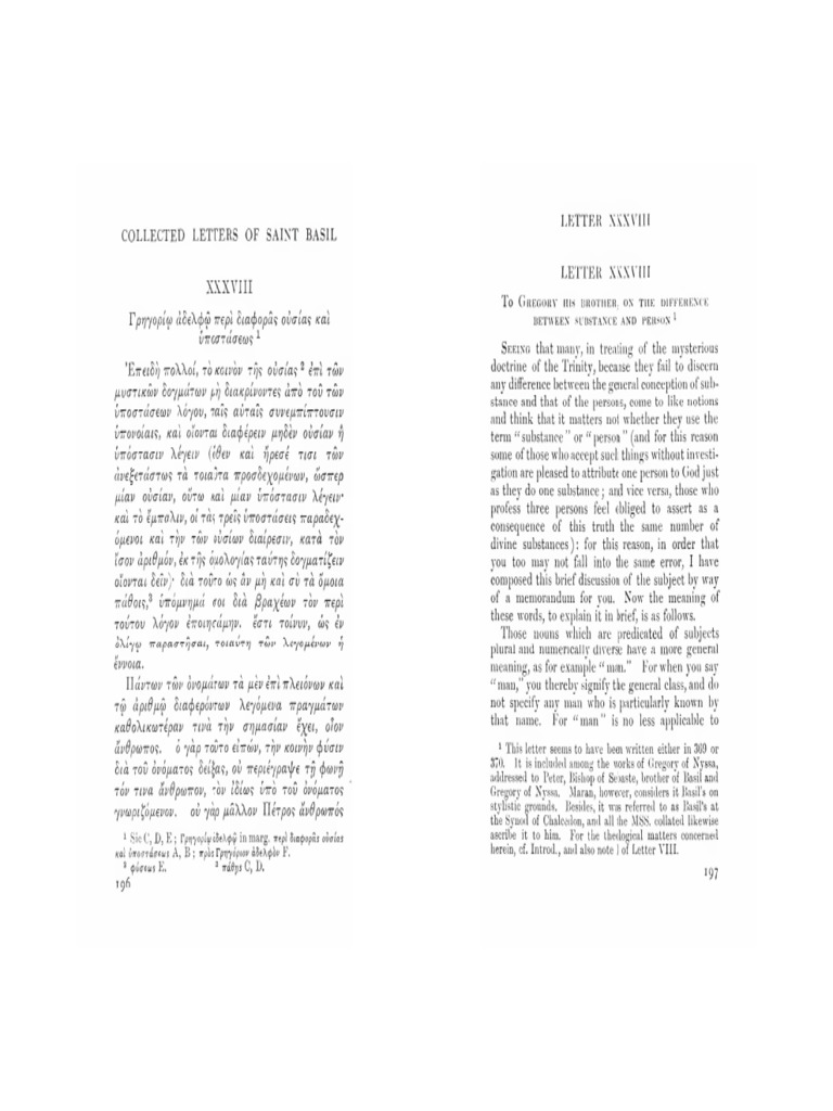 Basil - Letter 38 (Gregory of Nyssa - Ad Petrum Fratrem de Differentia ...