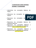 Temas de Exposicion Curso Defensa Nacional y Ciudadania