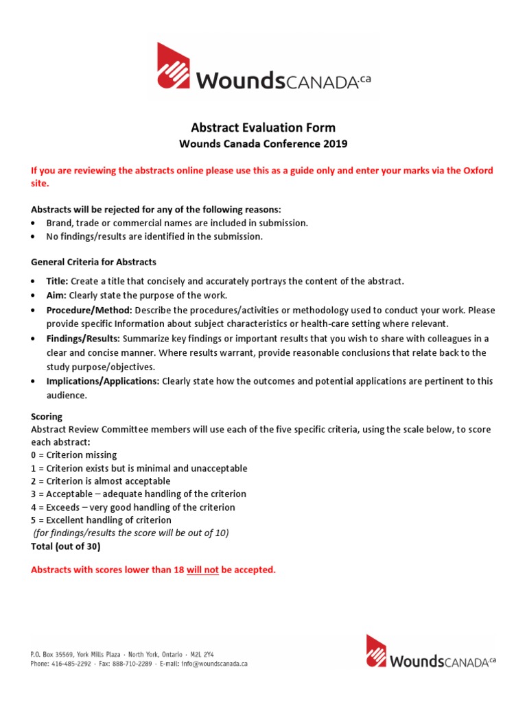 2019 Abstract Evaluation Form | PDF | Abstract (Summary) | Evaluation