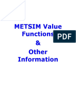 METSIM Value Functions & Other Information
