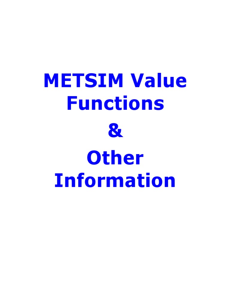 METSIM Value Functions Overview | PDF | Array Data Structure | Matrix ...