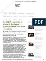 La UNLP Suspende El Dictado de Clases Presenciales Hasta El 31 de Marzo