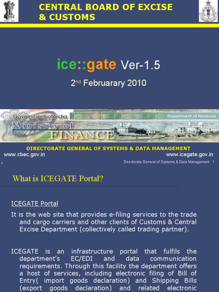 ICEGATE Presentation RES Users 2010 PDF Public Sphere Help Desk
