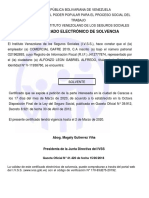 Certificado de Solvencia Patronal IVSS Venezuela 2020