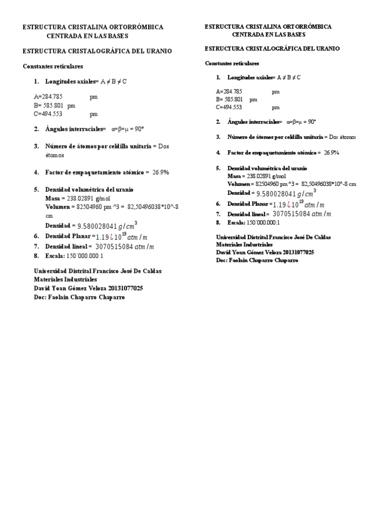 Estructura Cristalina Ortorrómbica Centrada en Las