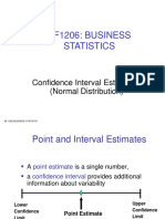 Bf1206: Business Statistics: Confidence Interval Estimation (Normal Distribution)