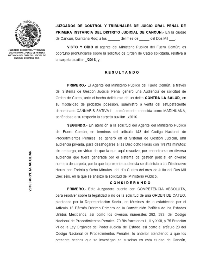 Orden de Cateo | PDF | Derecho penal | México