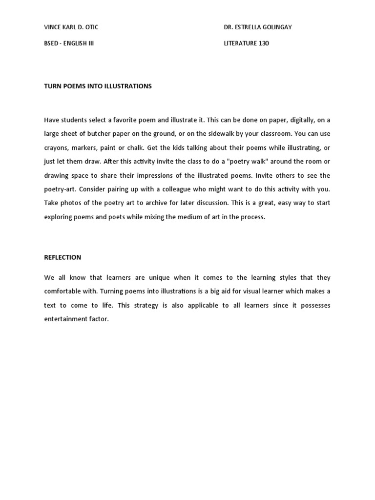 Turn Poems Into Illustrations | PDF