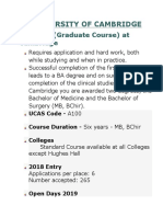 University of Cambridge: Medicine (Graduate Course) at Cambridge