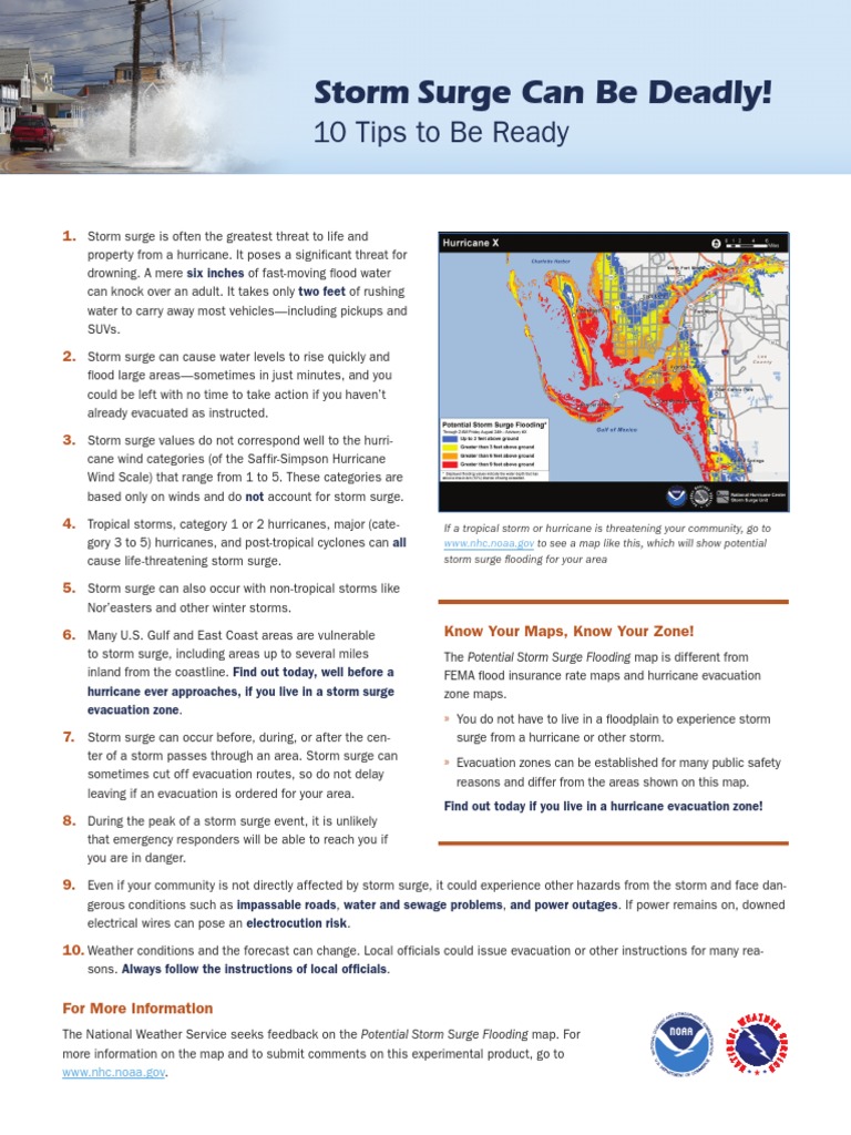 Prepare for Storm Surge Safety Tips | PDF | Storm Surge | Tropical Cyclones