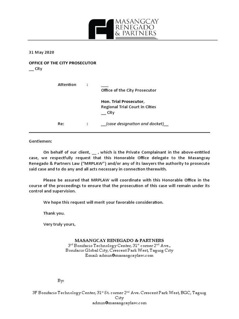 Request for Legal Delegation Approval | PDF | Prosecutor | Lawyer