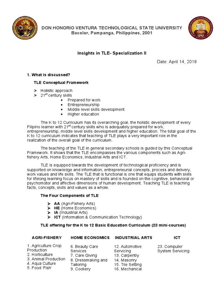 Insight (April 14) TLE Conceptual Framework | PDF | Educational ...