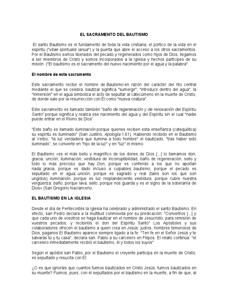 Significado del Sacramento del Bautismo | PDF | Bautismo | Sacramentos