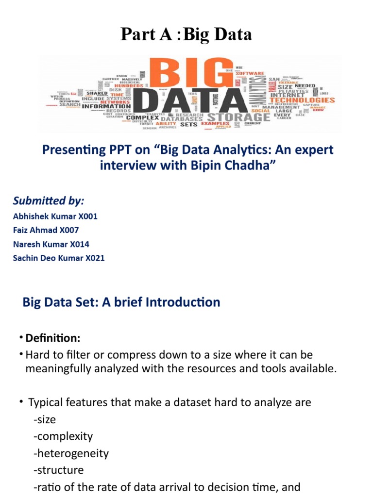 Part A:Big Data: Presenting PPT On "Big Data Analytics: An Expert ...