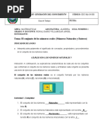 Tema: El Conjunto de Los Números Reales (Números Naturales y Enteros)