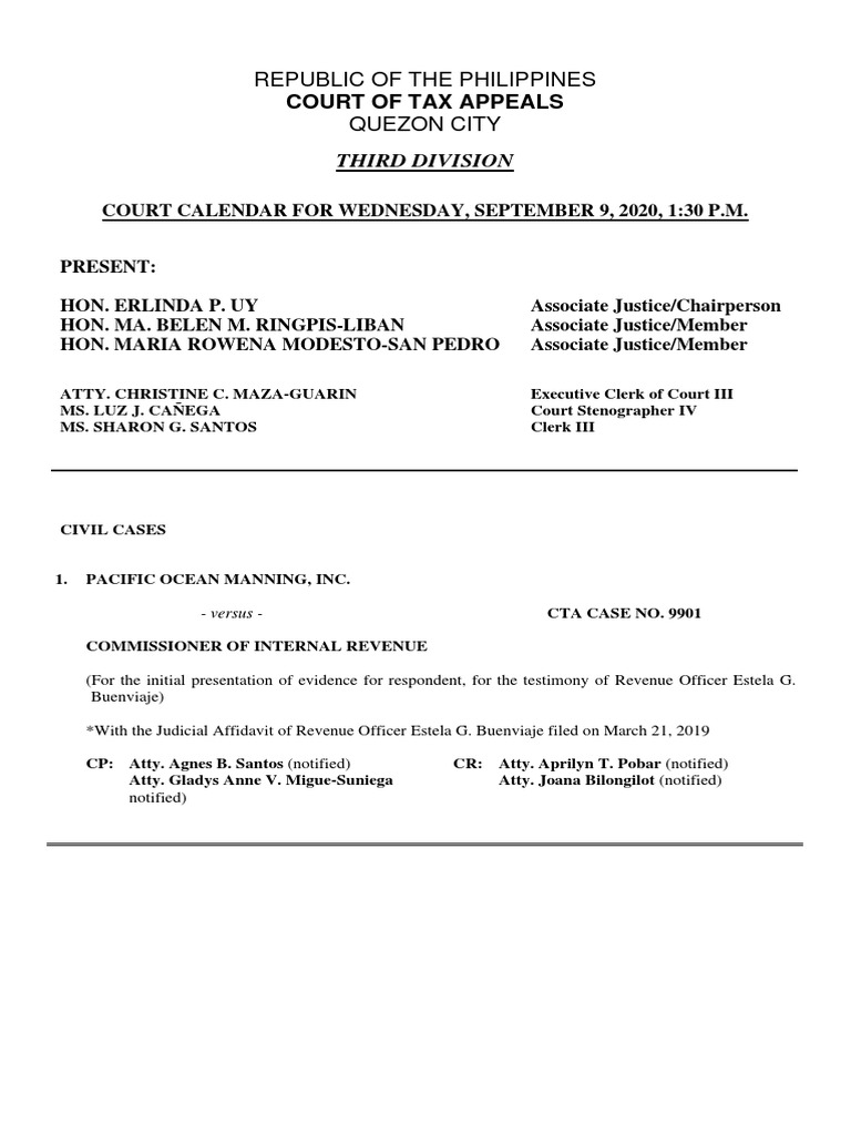 Republic of The Philippines Quezon City: Court of Tax Appeals | PDF |  Social Institutions | Social Science