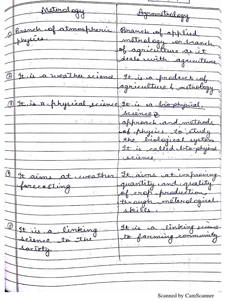 Difference Between Meteorology and Agrometeorology PDF