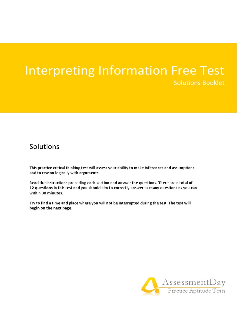 Free critical thinking test interpreting information solutions pdf