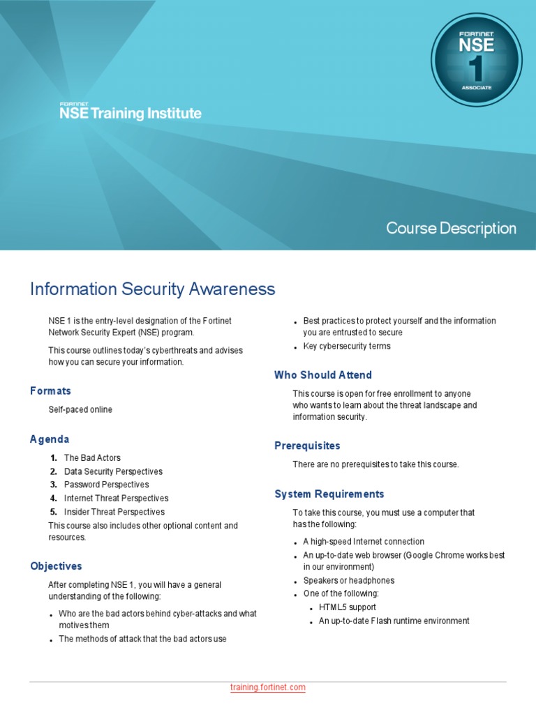 Fortinet NSE 1 Information Security Course | PDF | Computer Security ...