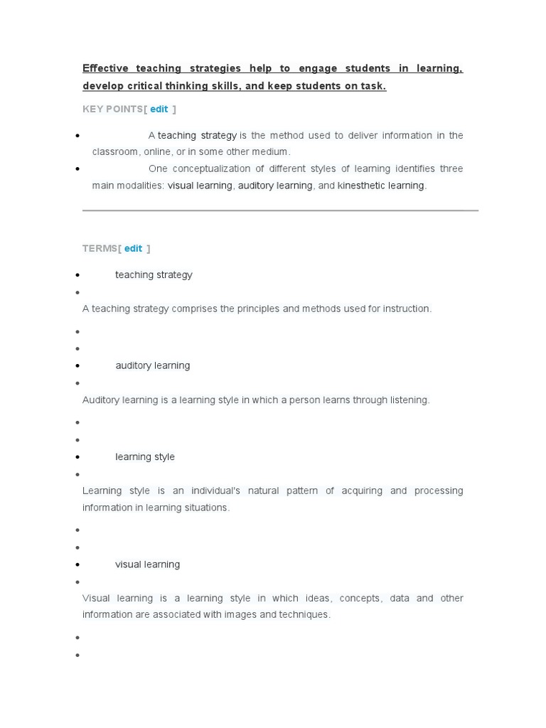 Effective Teaching Strategies Guide | PDF | Learning Styles | Learning