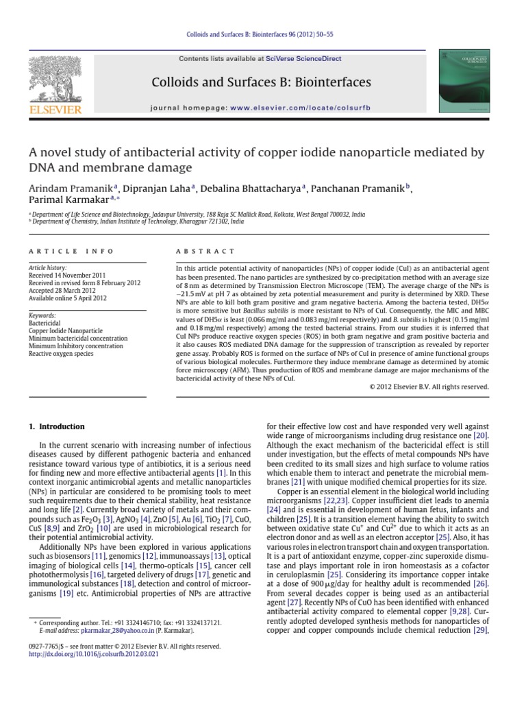 A Novel Study of Antibacterial Activity of Copper Iodide Nanoparticle ...