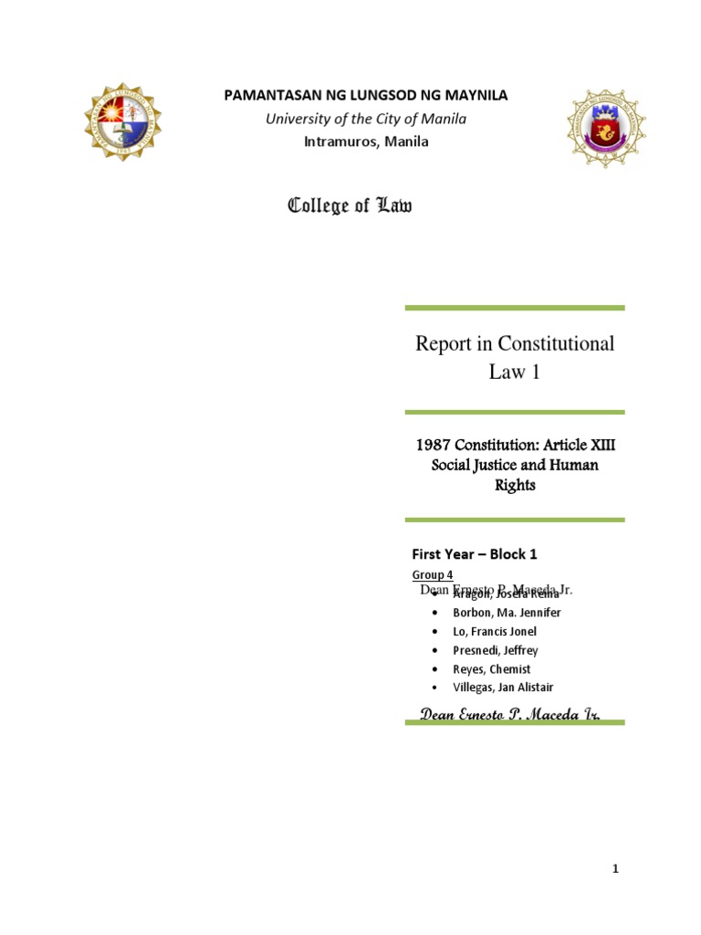 Article XIII: Social Justice & Human Rights | PDF | Nationalization ...
