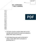 Economics - Worksheet Section 1 and 2-Answers 1) A 2) C