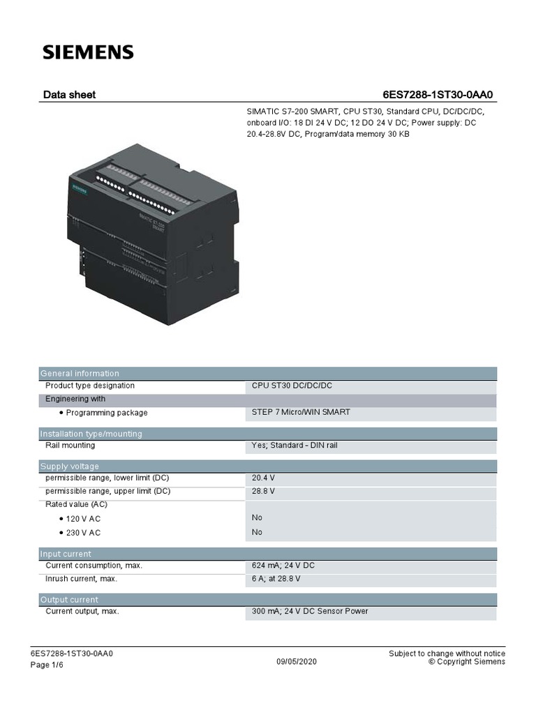 Data Sheet 6ES7288-1ST30-0AA0: General Information | PDF