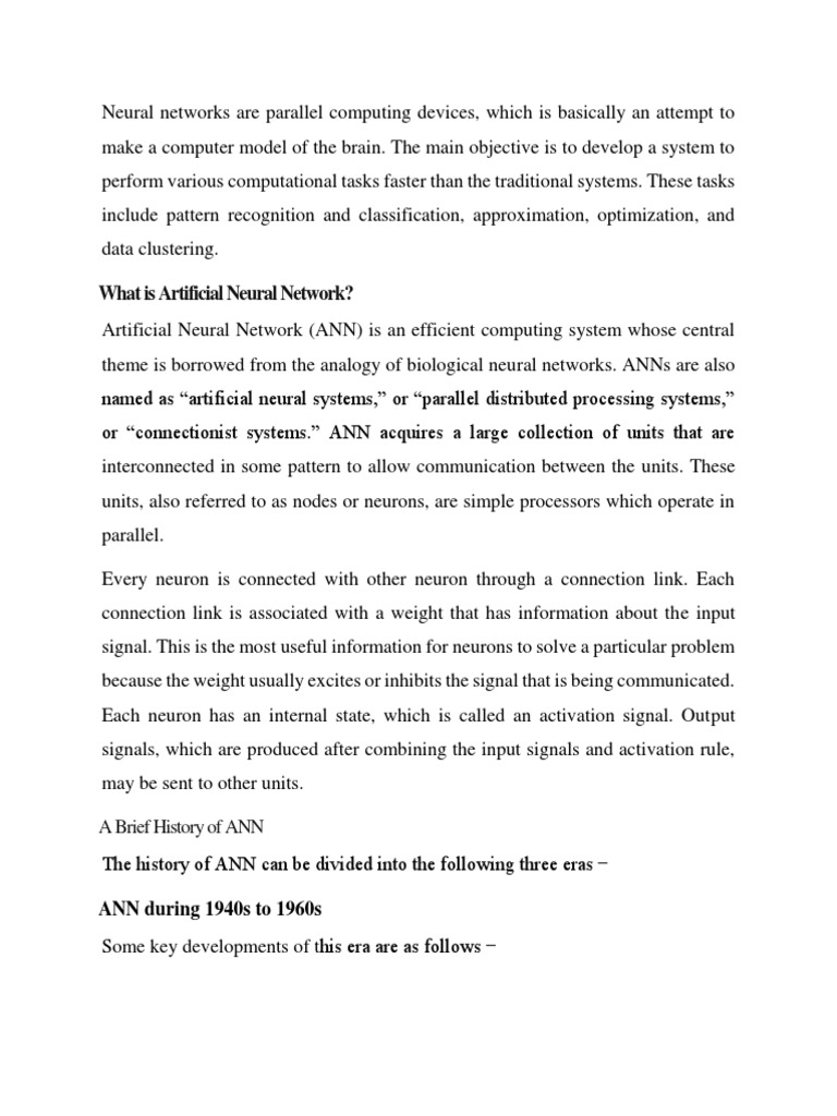 Overview of Artificial Neural Networks | PDF | Artificial Neural ...