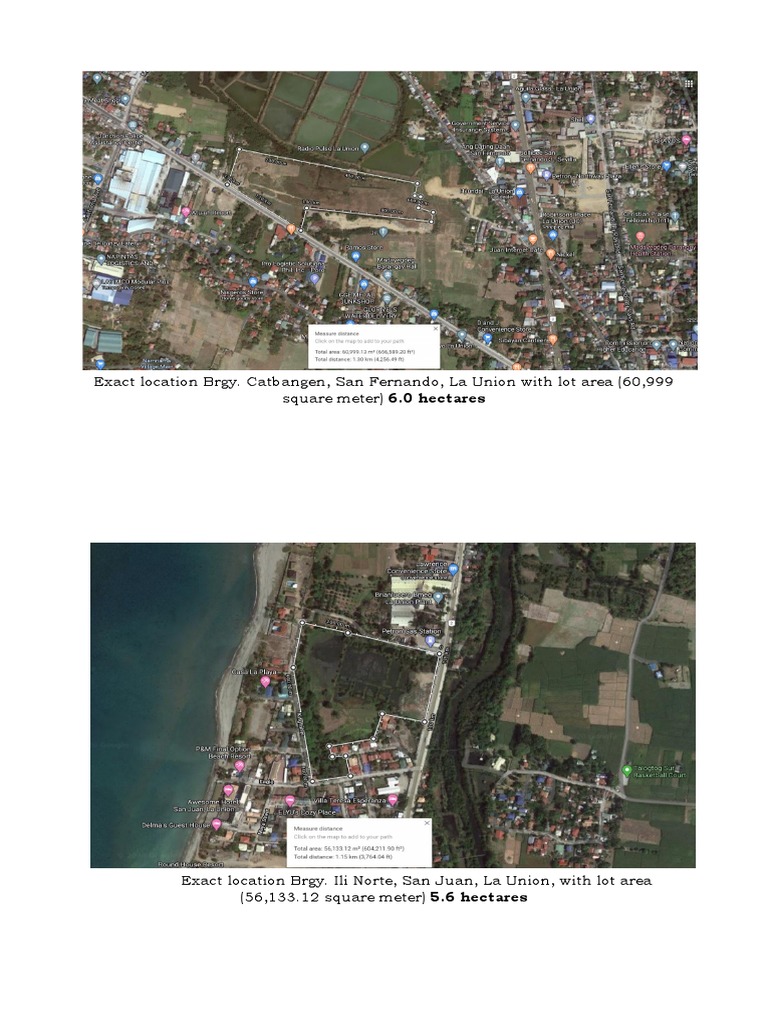 Details of Three Large Land Parcels for Sale in La Union, Philippines PDF