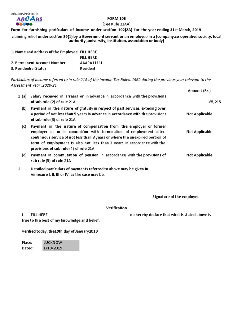 Particulars of Referred To in Rule 21A of The Tax Rules
