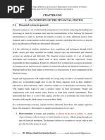 Chapter-One 1. An Overview of The Financial Sysyem 1.1. Financial System in General