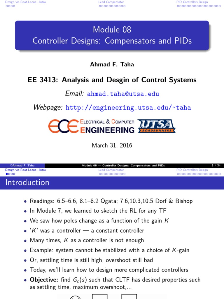 Analysis and Design of Control Systems | PDF | Control Theory | Systems ...